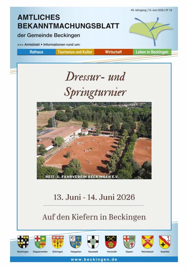 Amtsblatt Beckingen Titelblatt 24/2026