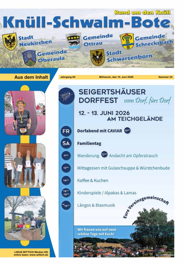 Knüll-Schwalm-Bote Titelblatt 24/2026