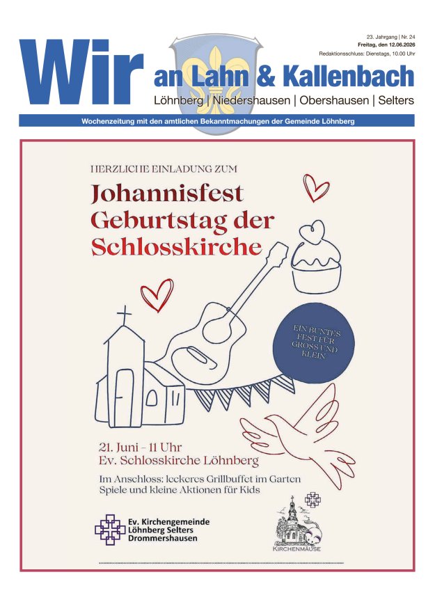 Amtliches Mitteilungsblatt der Gemeinde Löhnberg Titelblatt 24/2026
