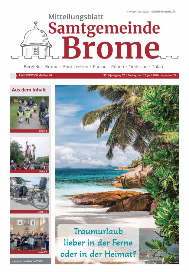 Mitteilungsblatt der Samtgemeinde Brome Titelblatt 24/2026