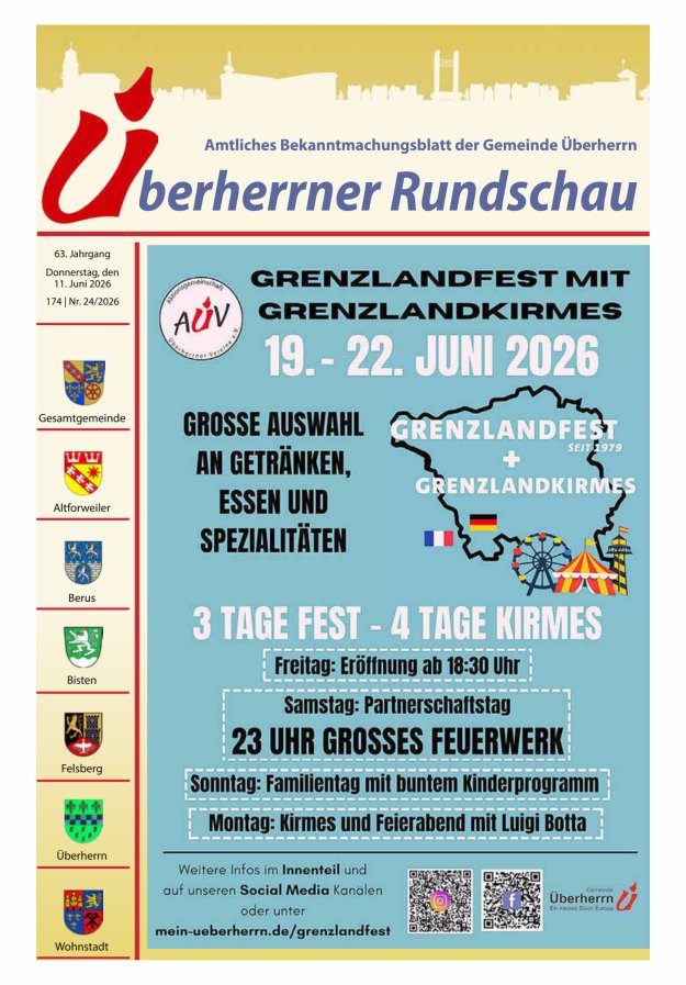 Überherrner Rundschau Titelblatt 24/2026