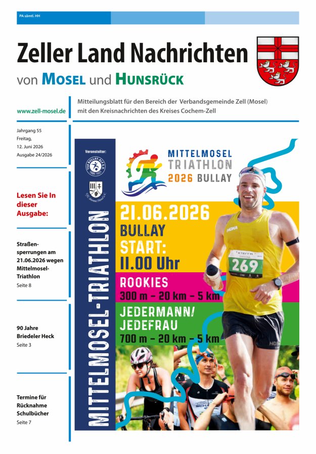 Zeller Land Nachrichten Titelblatt 24/2026