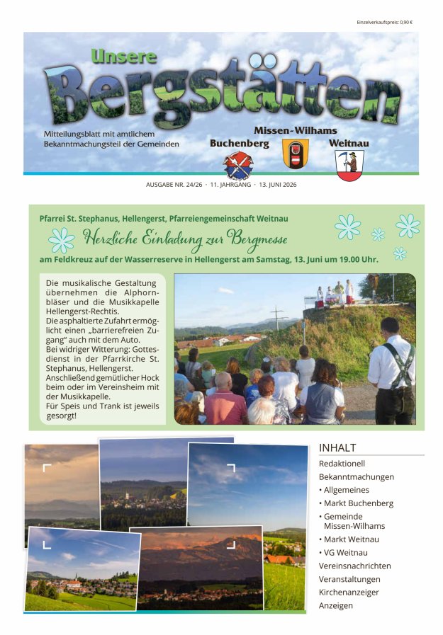 Unsere Bergstätten Mitteilungsblatt mit amtlichem Bekanntmachungsteil Titelblatt 24/2026