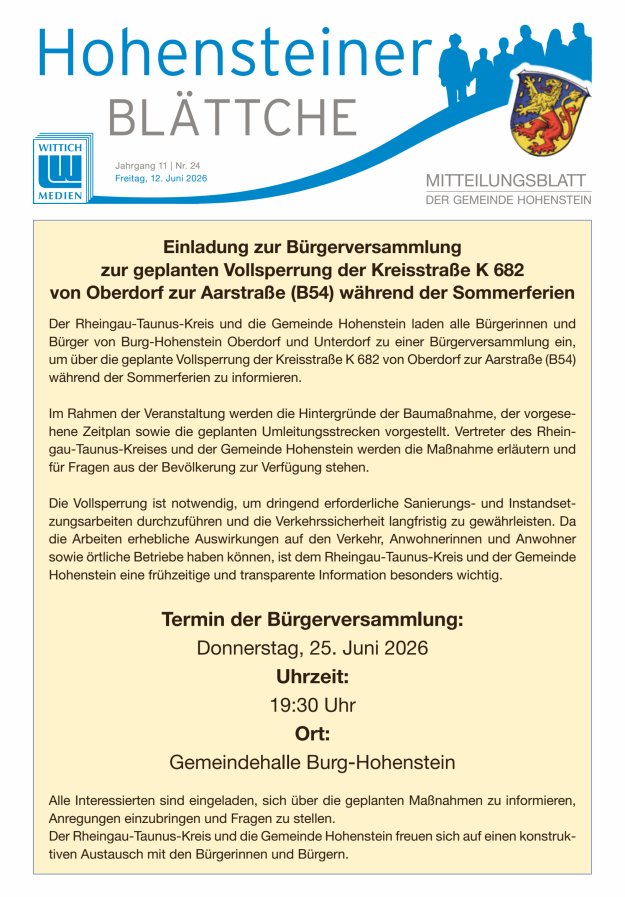Hohensteiner Blättche Titelblatt 24/2026