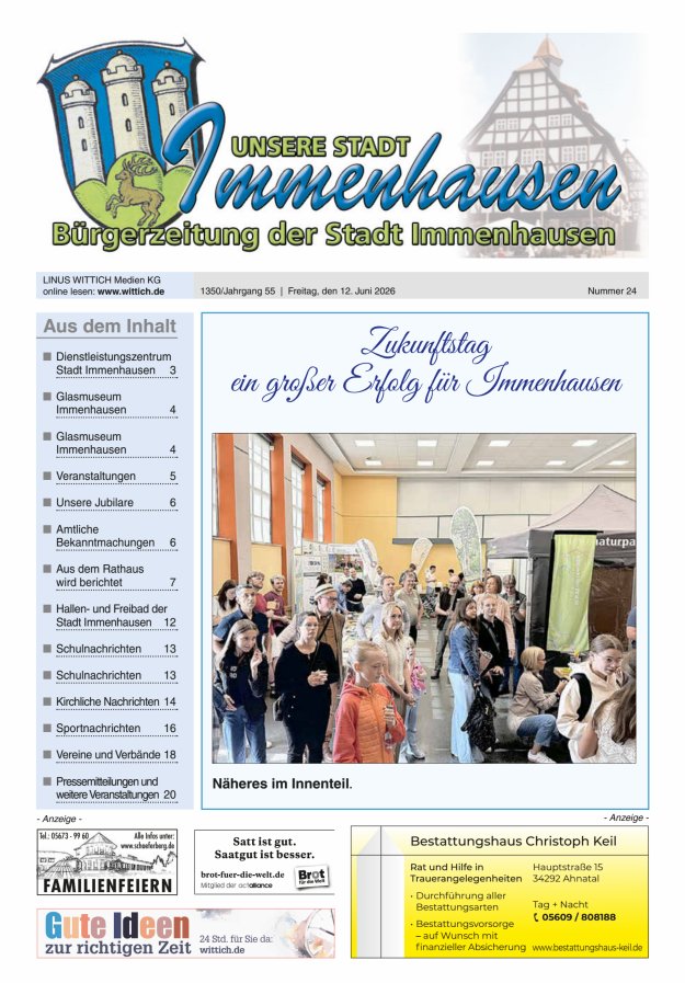 Unsere Stadt Immenhausen Titelblatt 24/2026