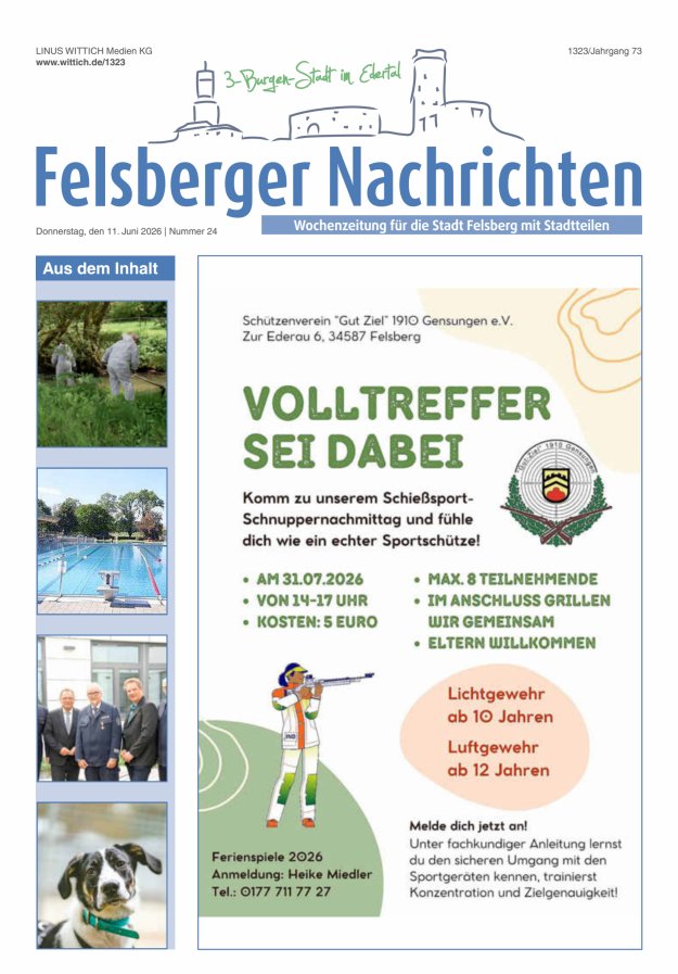 Felsberger Nachrichten Titelblatt 24/2026