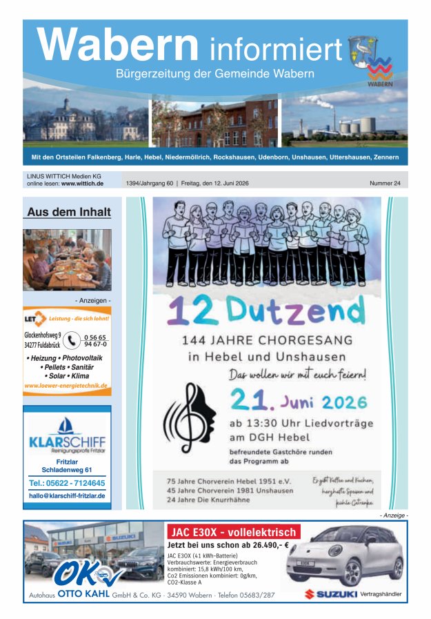Wabern informiert Titelblatt 24/2026