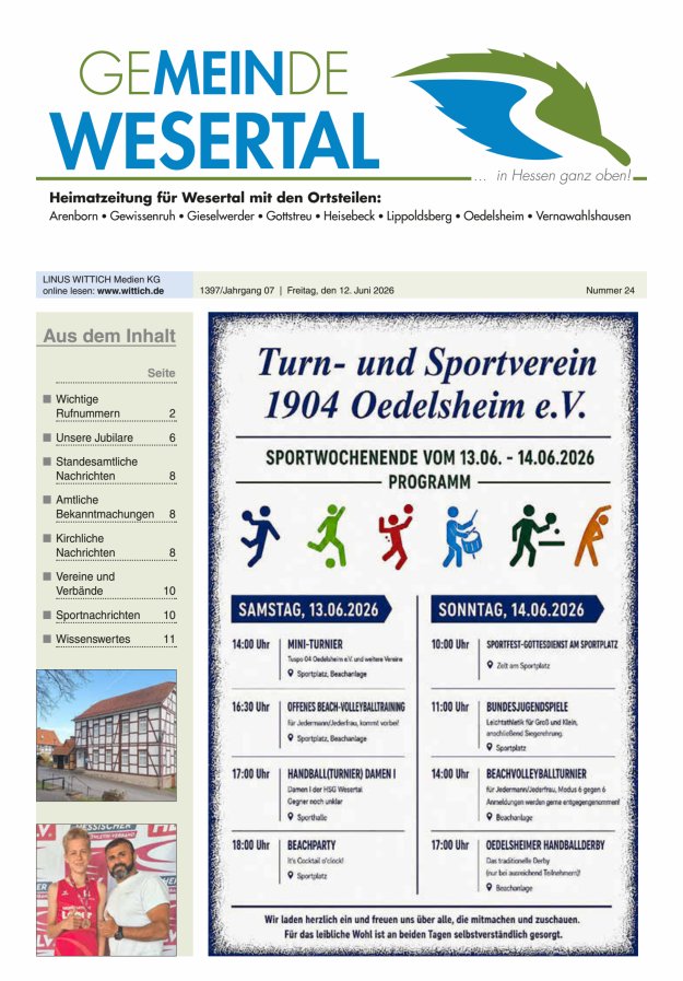 Wesertal Titelblatt 24/2026