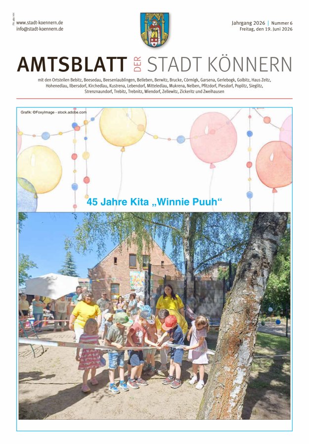 Anzeiger für die Stadt Könnern Titelblatt 06/2026
