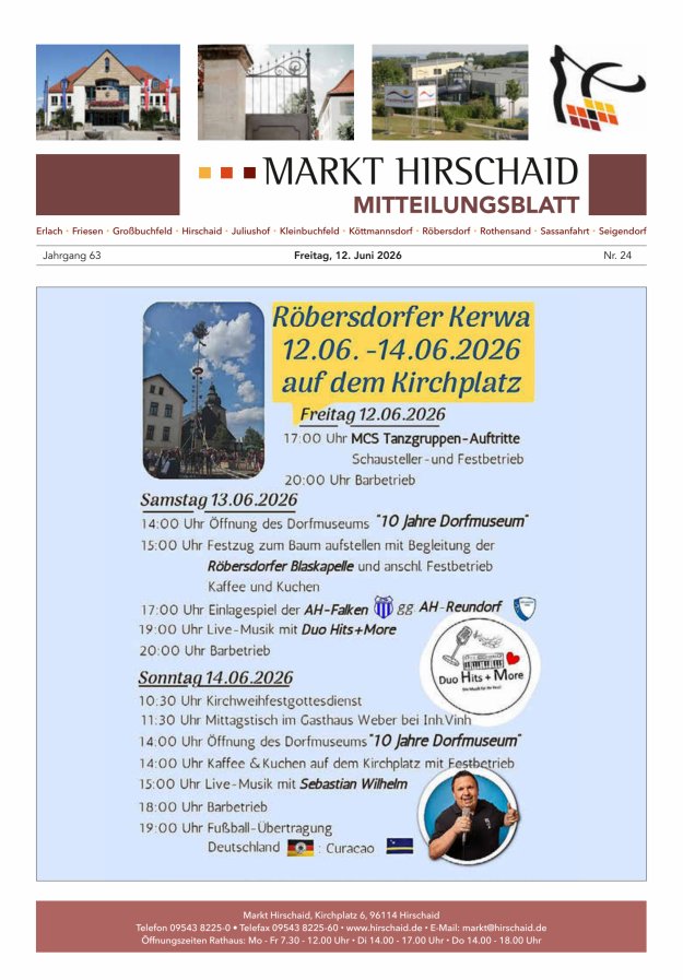 Mitteilungsblatt Markt Hirschaid Titelblatt 24/2026