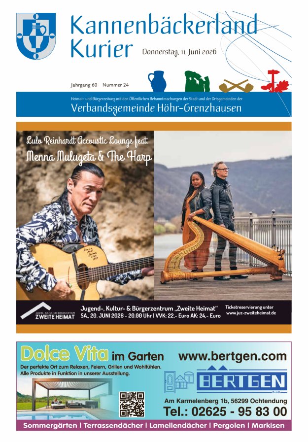 Kannenbäckerland-Kurier Verbandsgemeinde Höhr-Grenzhausen Titelblatt 24/2026