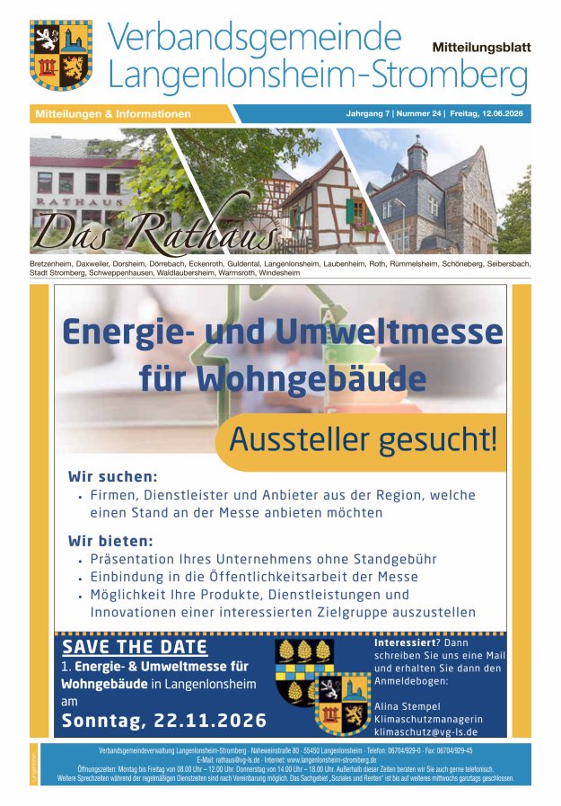 Das Rathaus - MTB d VG Langenlonsheim-Stromberg Titelblatt 24/2026
