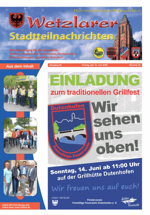 Wetzlarer Stadtteilnachrichten Titelblatt 24/2026