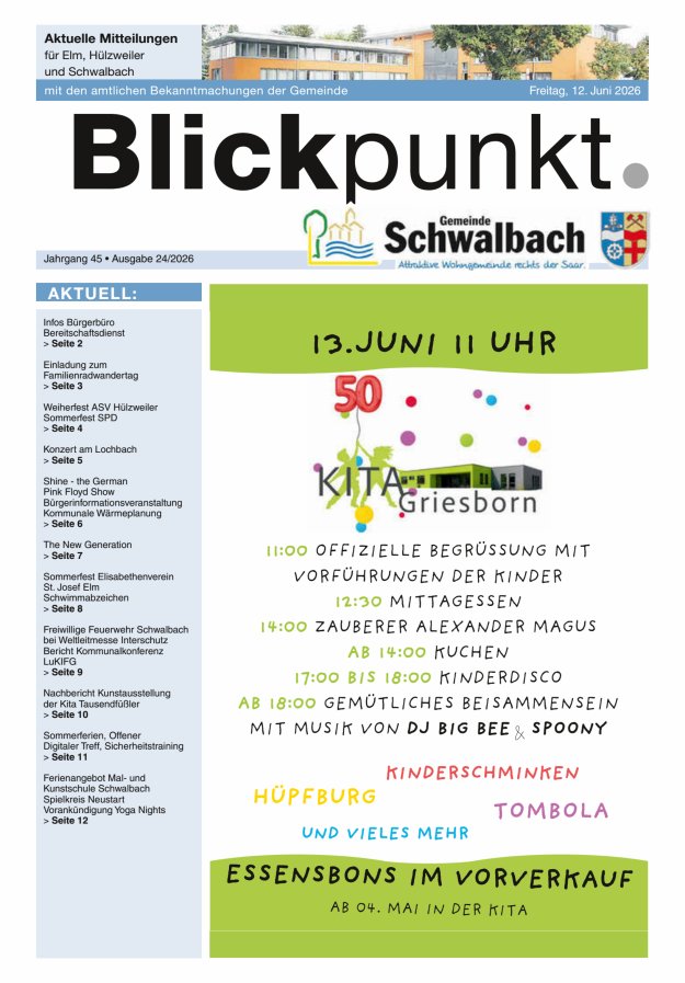 Blickpunkt Schwalbach Titelblatt 24/2026