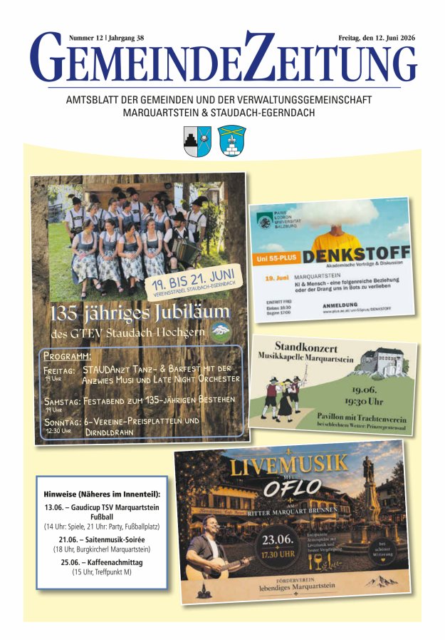 Marquartsteiner und Staudach-Egerndacher Nachrichten Titelblatt 12/2026