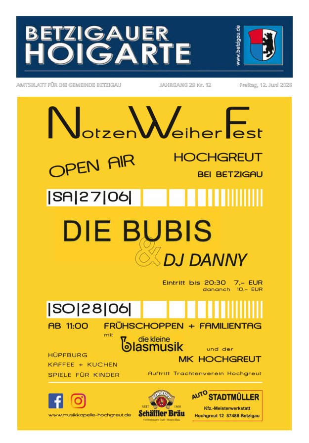 Betzigauer Hoigarte Amtsblatt der Gemeinde Betzigau Titelblatt 12/2026