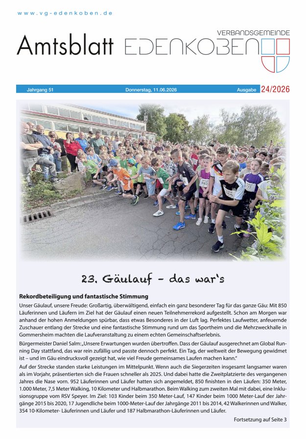 Amtsblatt VG Edenkoben Titelblatt 24/2026