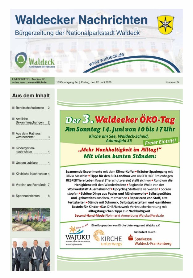 Waldecker Nachrichten Titelblatt 24/2026