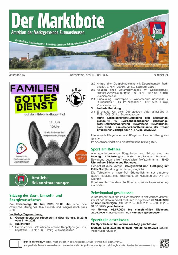 Zusmarshausen - Der Marktbote Titelblatt 24/2026