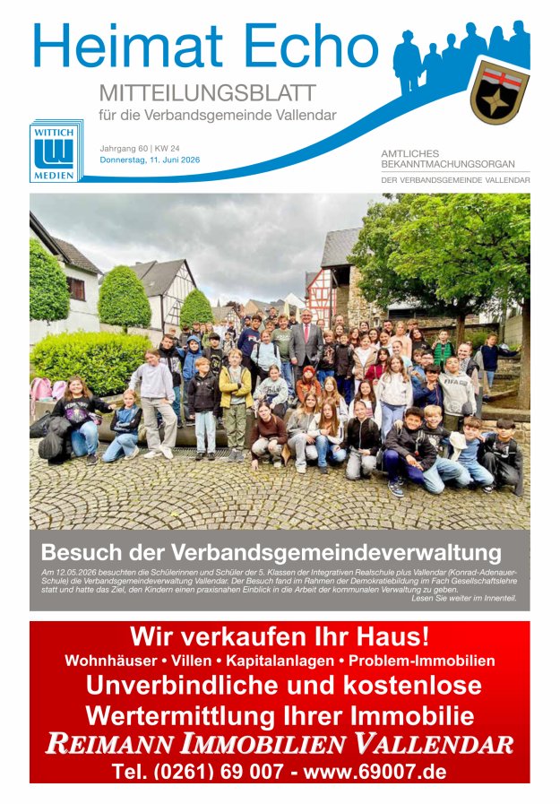 Heimat-Echo - Heimat- und Bürgerzeitung Verbandsgemeinde Vallendar Titelblatt 24/2026