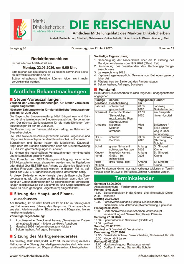 Die Reischenau Titelblatt 12/2026