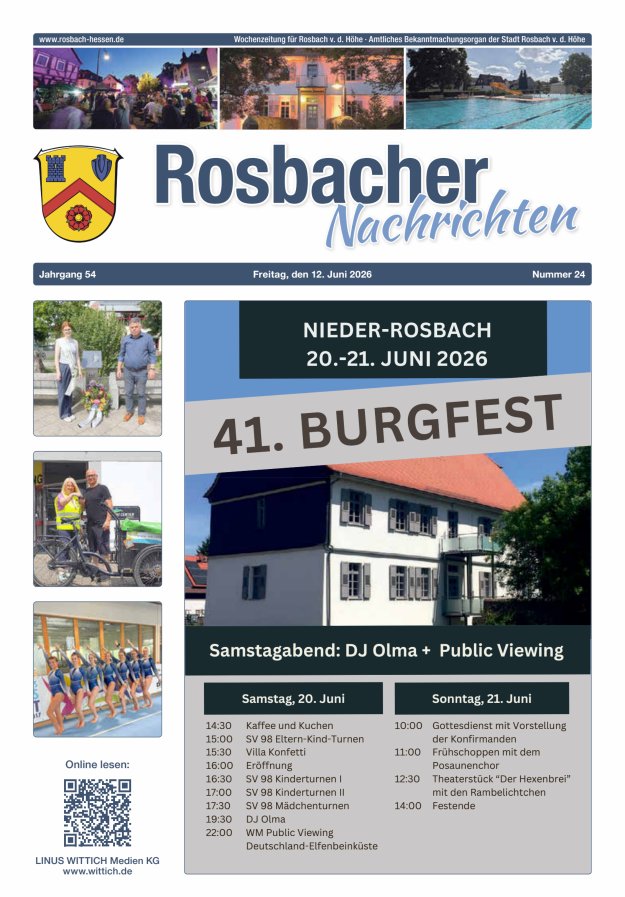 Rosbacher Nachrichten Titelblatt 24/2026