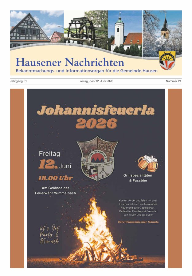 Hausener Nachrichten Titelblatt 24/2026