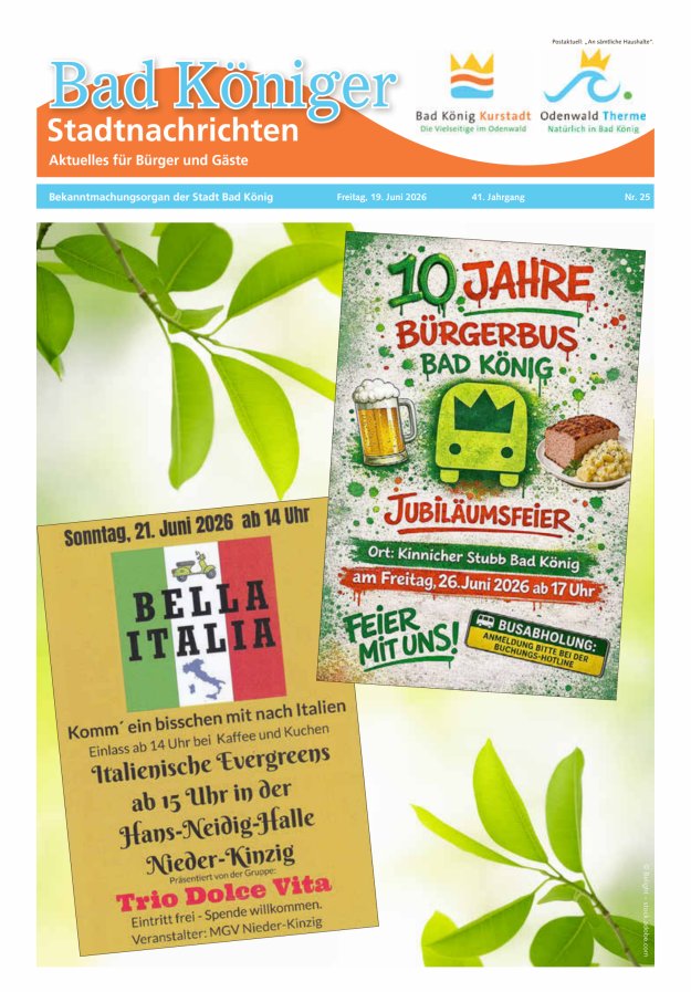 Bad Königer Stadtnachrichten und Badeblatt Titelblatt 25/2026