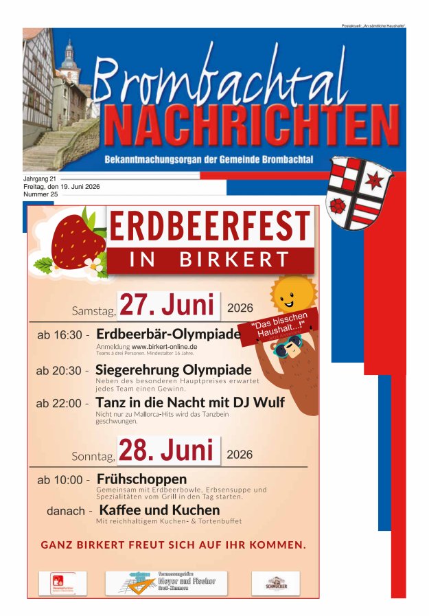 Brombachtal-Nachrichten Amtsblatt der Gemeinde Brombachtal Titelblatt 25/2026