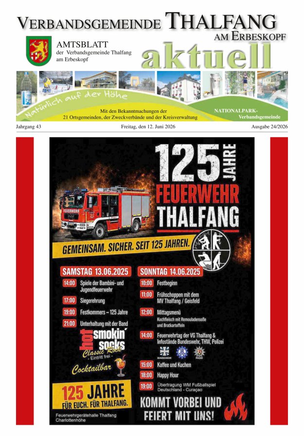 Thalfang aktuell - Amtsblatt VG Thalfang Titelblatt 24/2026