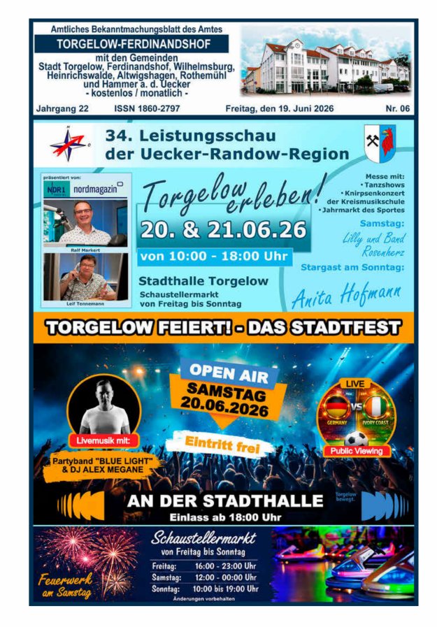 Amtliches Bekanntmachungsblatt des Amtes Torgelow-Ferdinandshof Titelblatt 06/2026