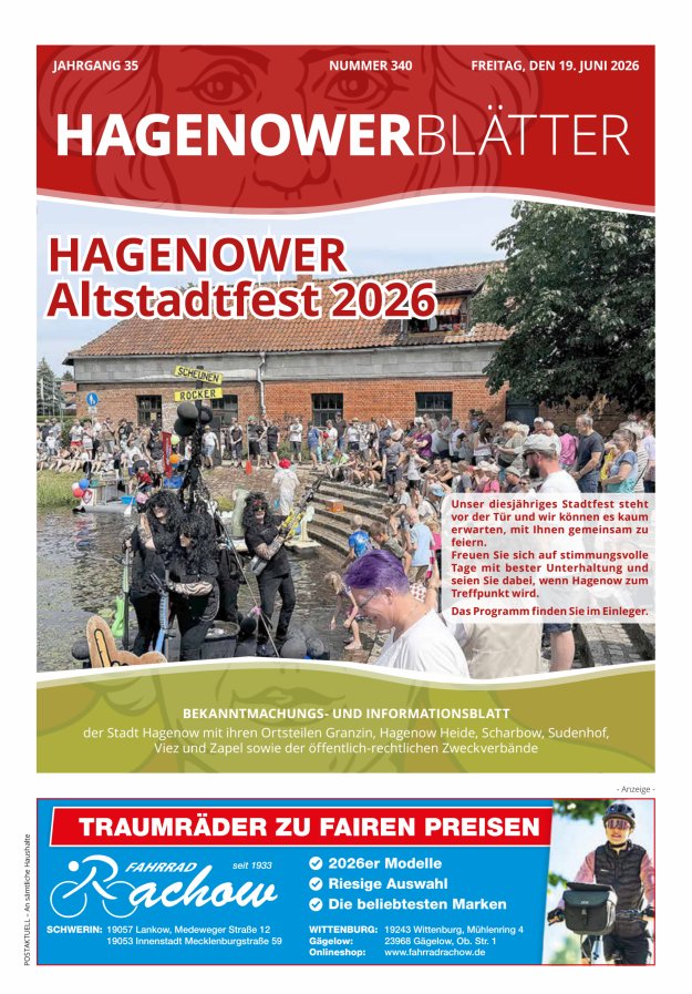 Hagenower Blätter Titelblatt 340/2026