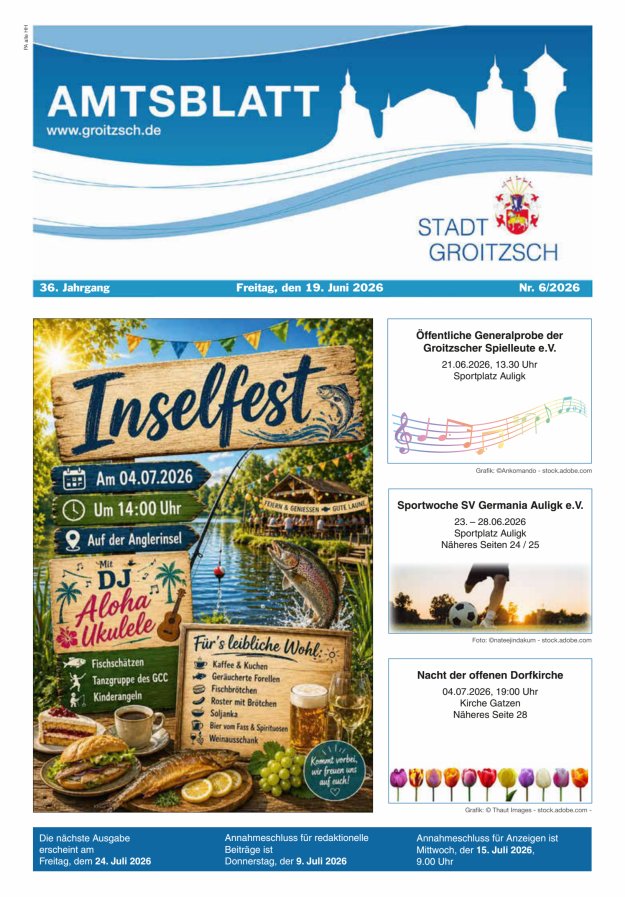 Amtsblatt Stadt Groitzsch Titelblatt 06/2026