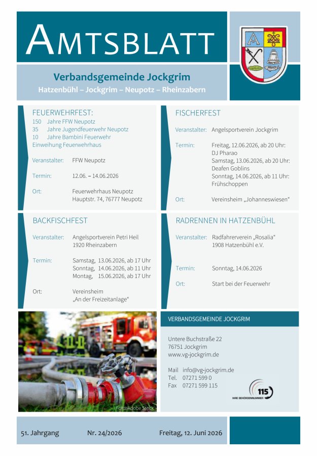 Amtsblatt VG Jockgrim Titelblatt 24/2026