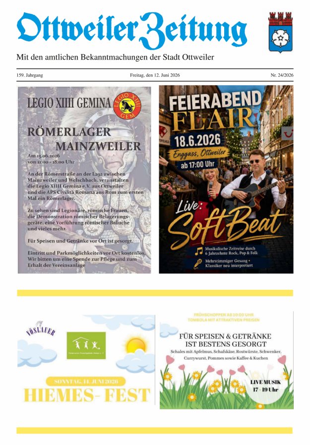 Ottweiler Zeitung Titelblatt 24/2026