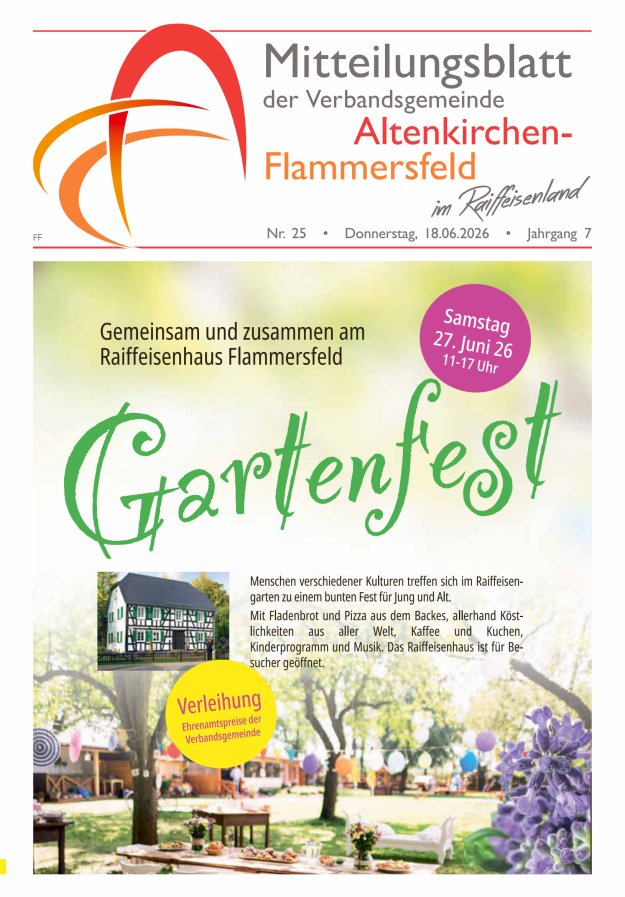 Mitteilungsblatt Verbandsgemeinde Altenkirchen-Flammersfeld Ausg Flammersfeld Titelblatt 25/2026