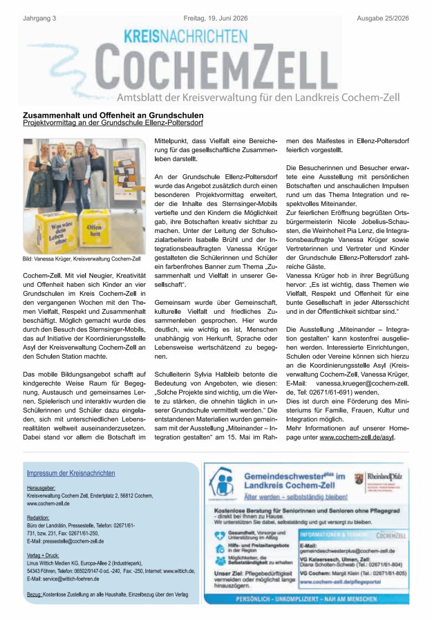 Kreisnachrichten Cochem-Zell Titelblatt 25/2026