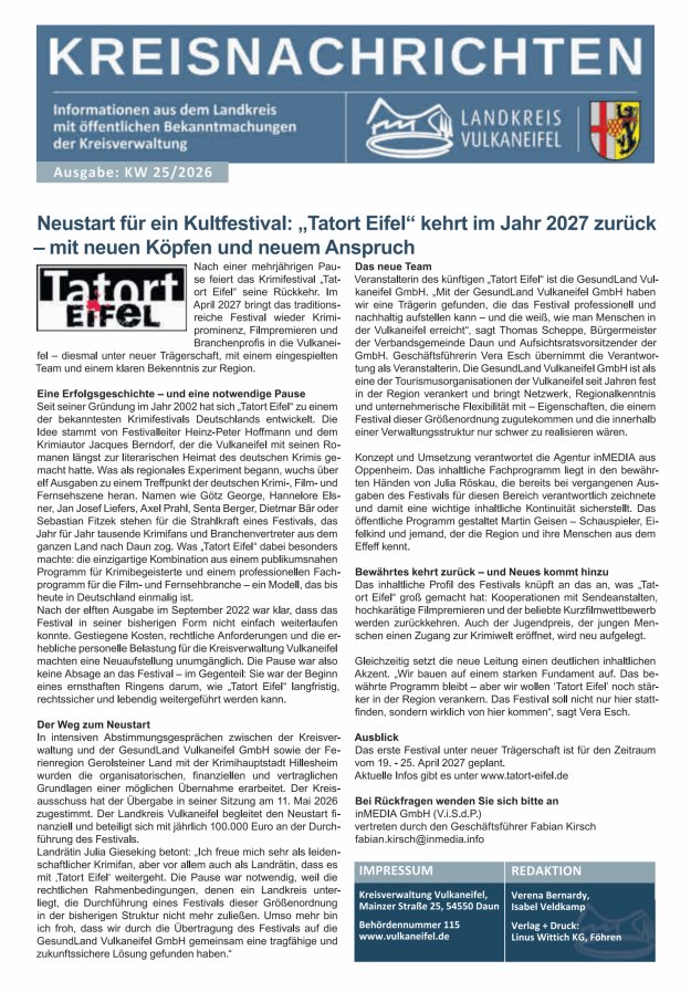 Kreisnachrichten Titelblatt 25/2026