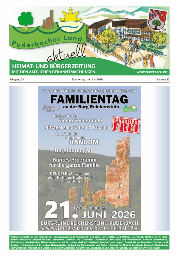 Puderbacher Land aktuell Titelblatt 25/2026