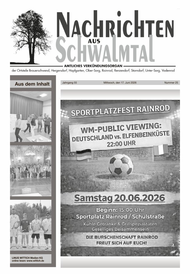 Nachrichten aus Schwalmtal Titelblatt 25/2026