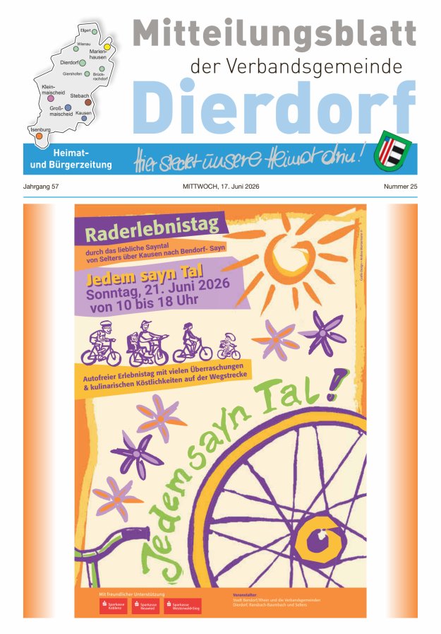 Mitteilungsblatt der Verbandsgemeinde Dierdorf Titelblatt 25/2026