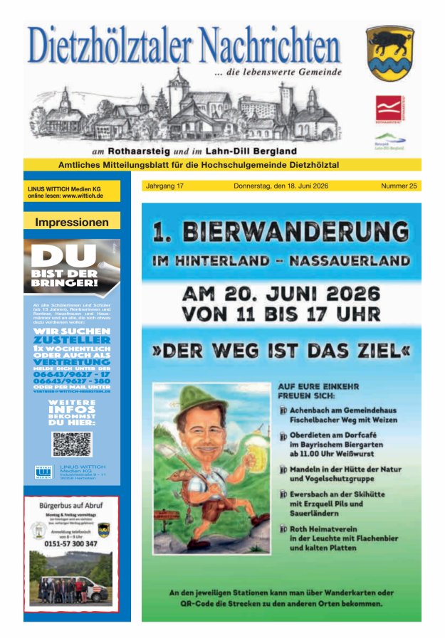 Dietzhölztaler Nachrichten Titelblatt 25/2026