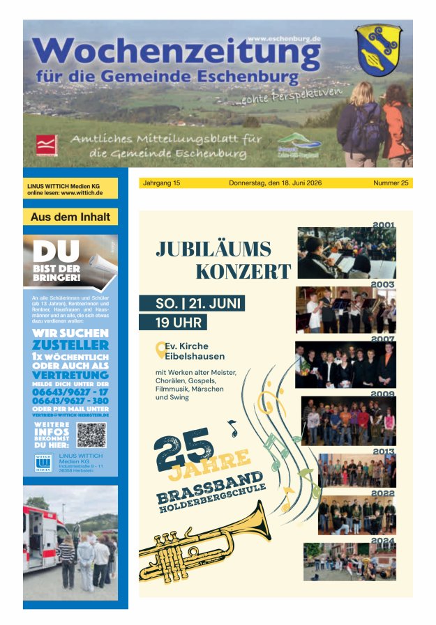 Wochenzeitung für die Gemeinde Eschenburg Titelblatt 25/2026