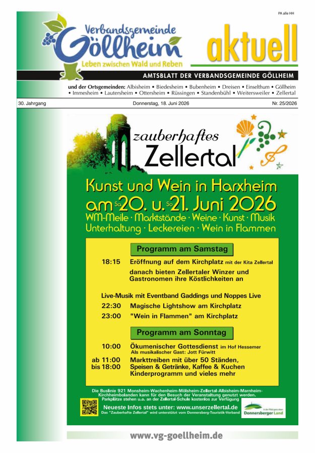 Verbandsgemeinde Göllheim aktuell Titelblatt 25/2026