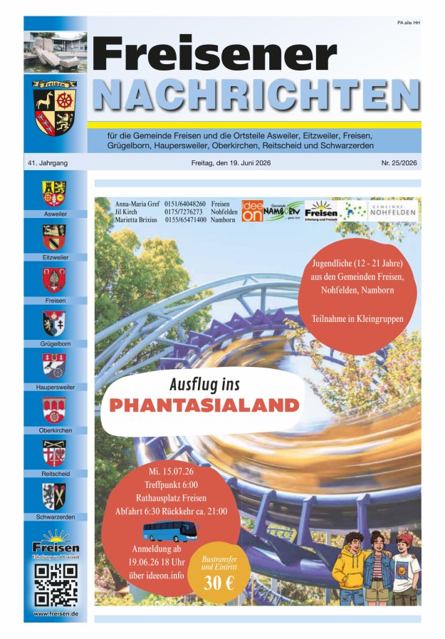 Freisener Nachrichten Titelblatt 25/2026