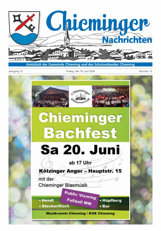 Chieminger Nachrichten Titelblatt 13/2026