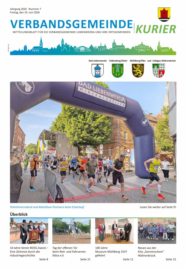 Verbandsgemeindekurier - Mitteilungsblatt für die Verbandsgemeinde Liebenwerda Titelblatt 07/2026