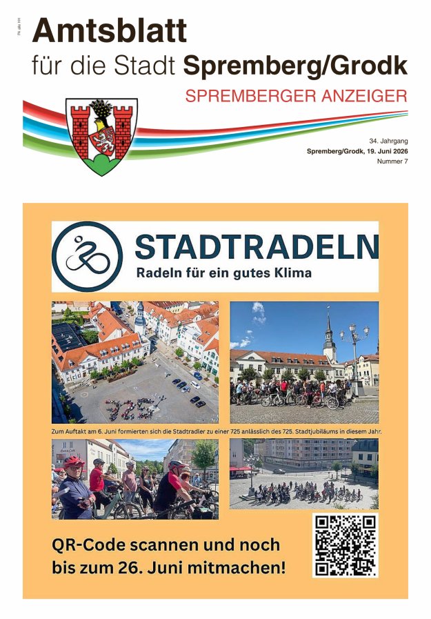 Amtsblatt für die Stadt Spremberg/Grodk – Spremberger Anzeiger Titelblatt 07/2026