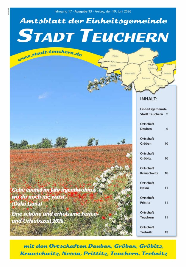 Amtsblatt der Einheitsgemeinde Stadt Teuchern Titelblatt 13/2026
