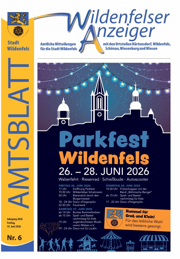 Wildenfelser Anzeiger Titelblatt 06/2026